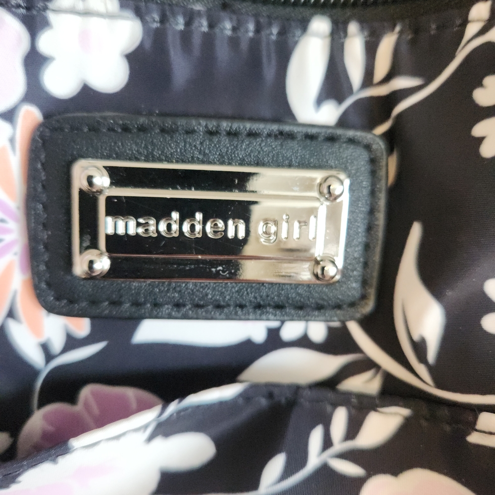 Madden Girl Black and Pink Floral Travel Bag - Picture 7 of 8